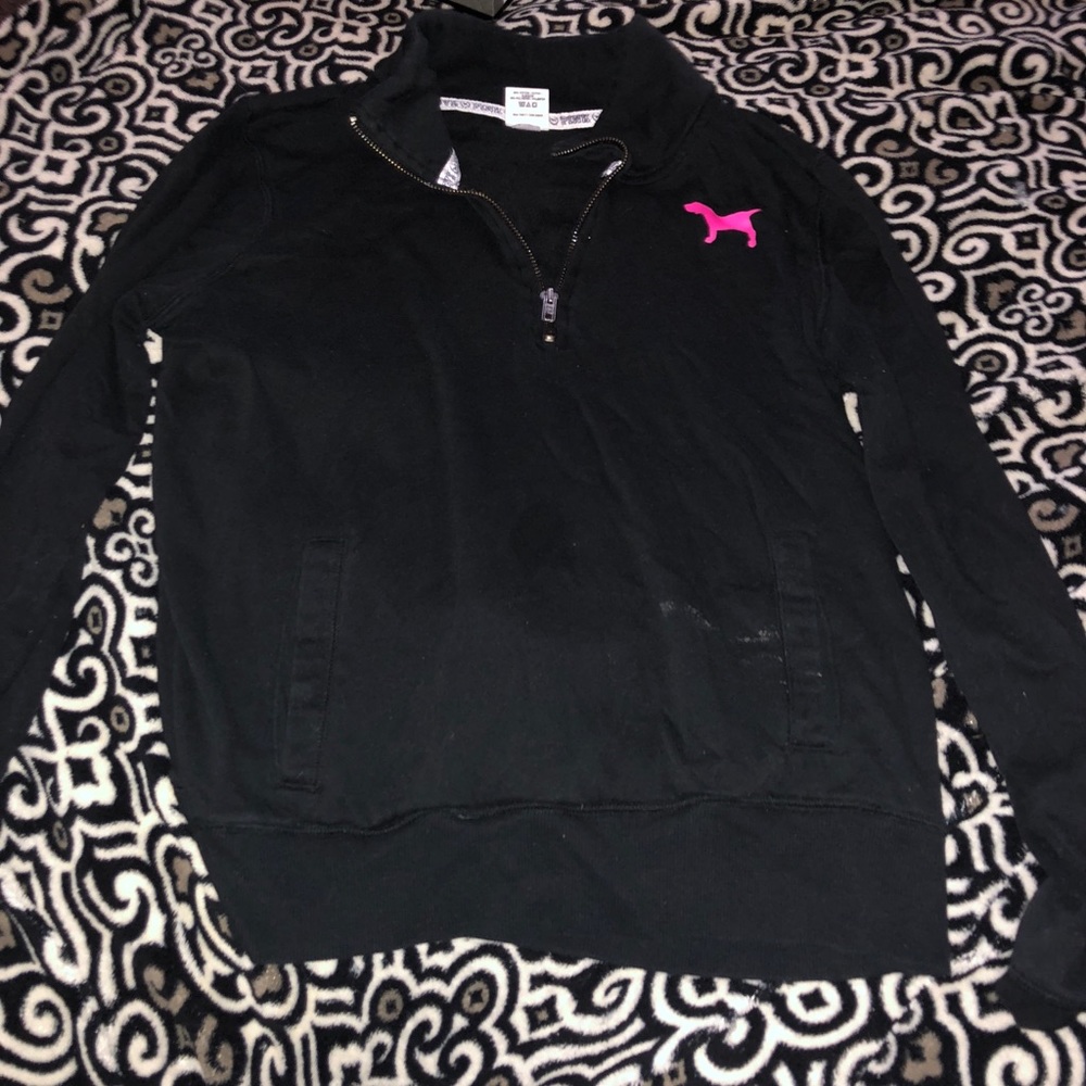A black and pink 3/4 zip PINK sweater!